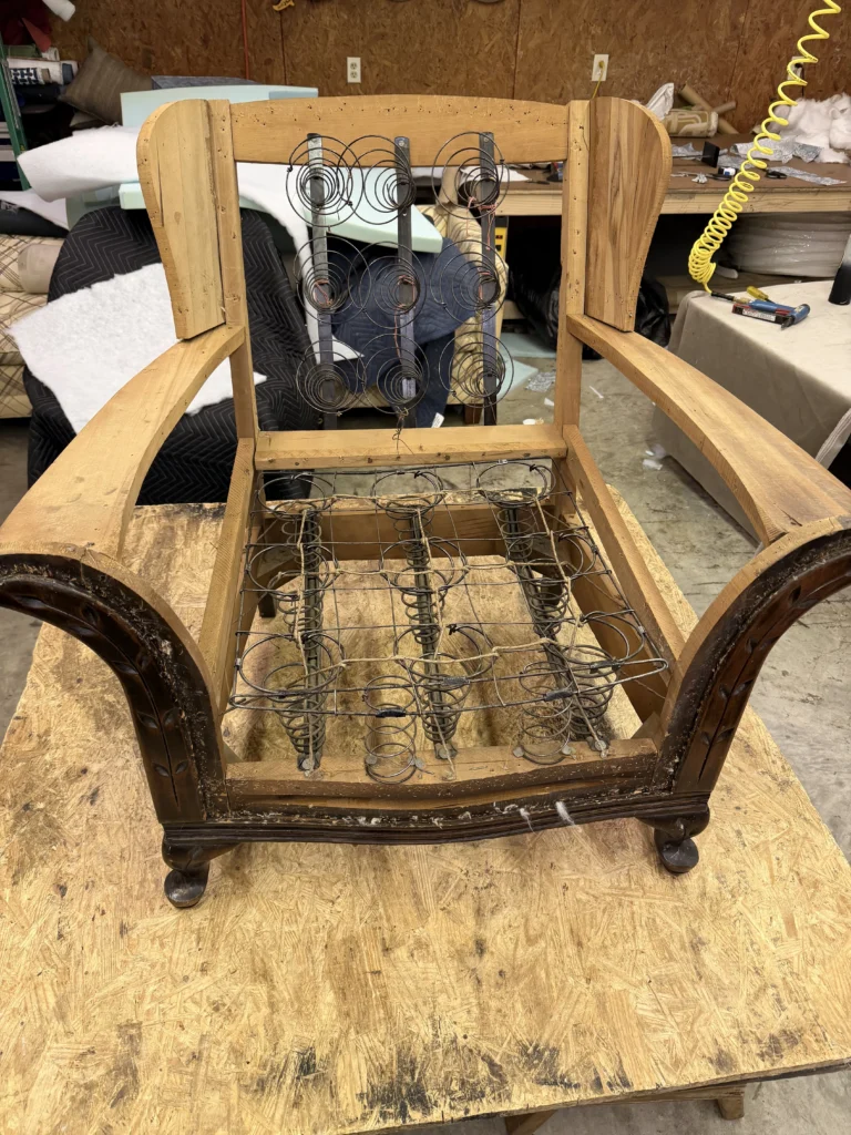 Third of other pictures showing this chair before being reupholstered
