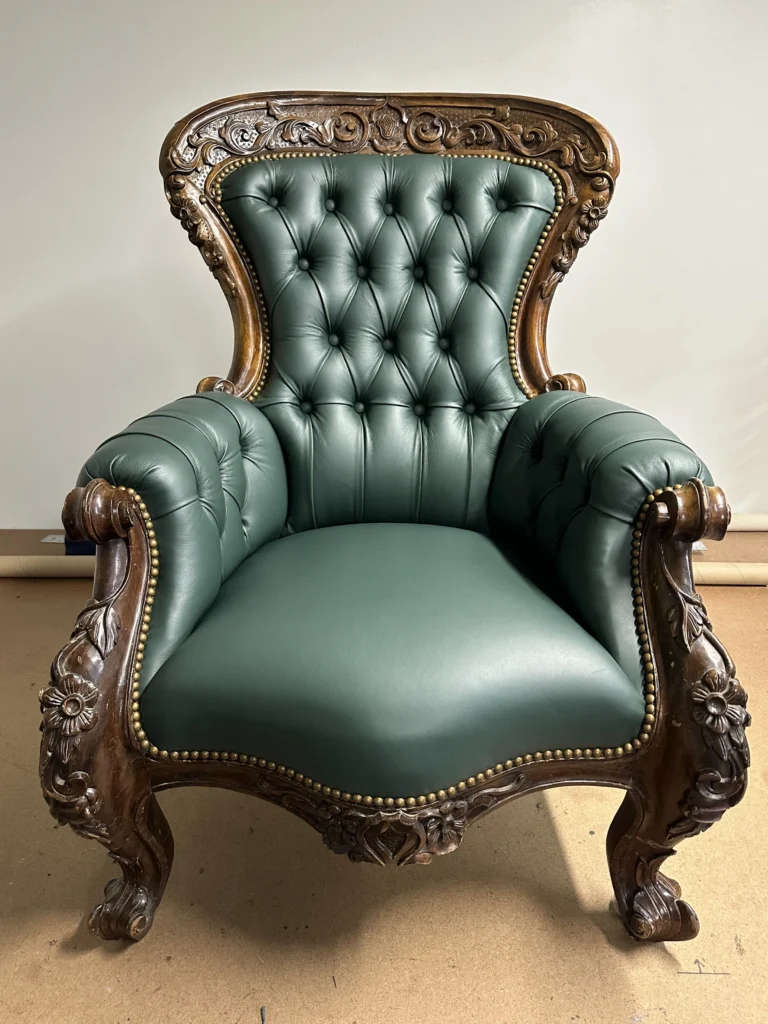 Seat after being reupholstered